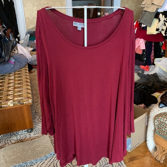 JM collection plus size scoop neck tee/tunic‎ in cherry pie. NWT. Retail 43 - Picture 2 of 5